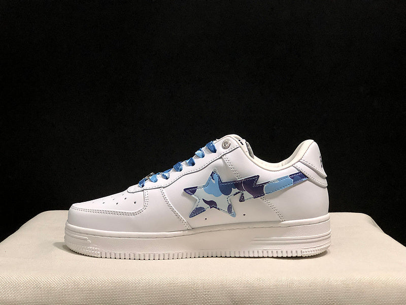 BAPE STA Low-Top Sneakers – White/Blue Camo