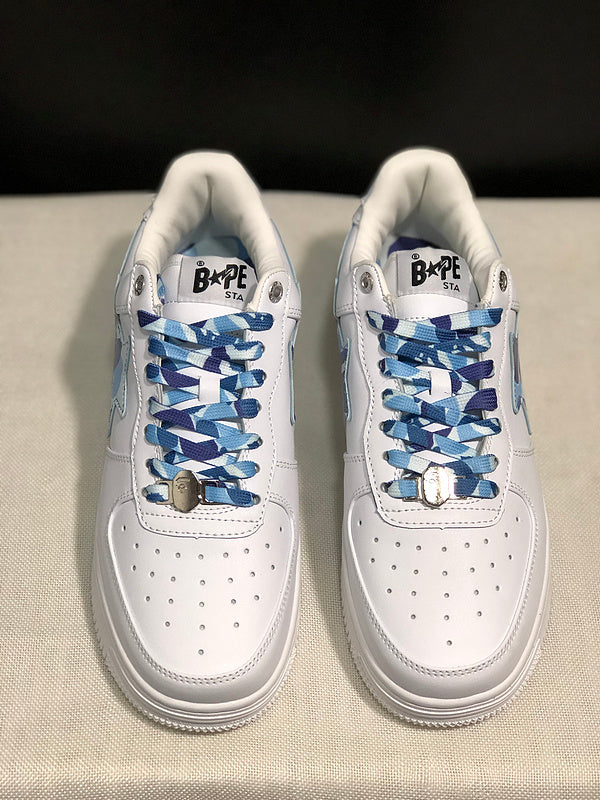 BAPE STA Low-Top Sneakers – White/Blue Camo
