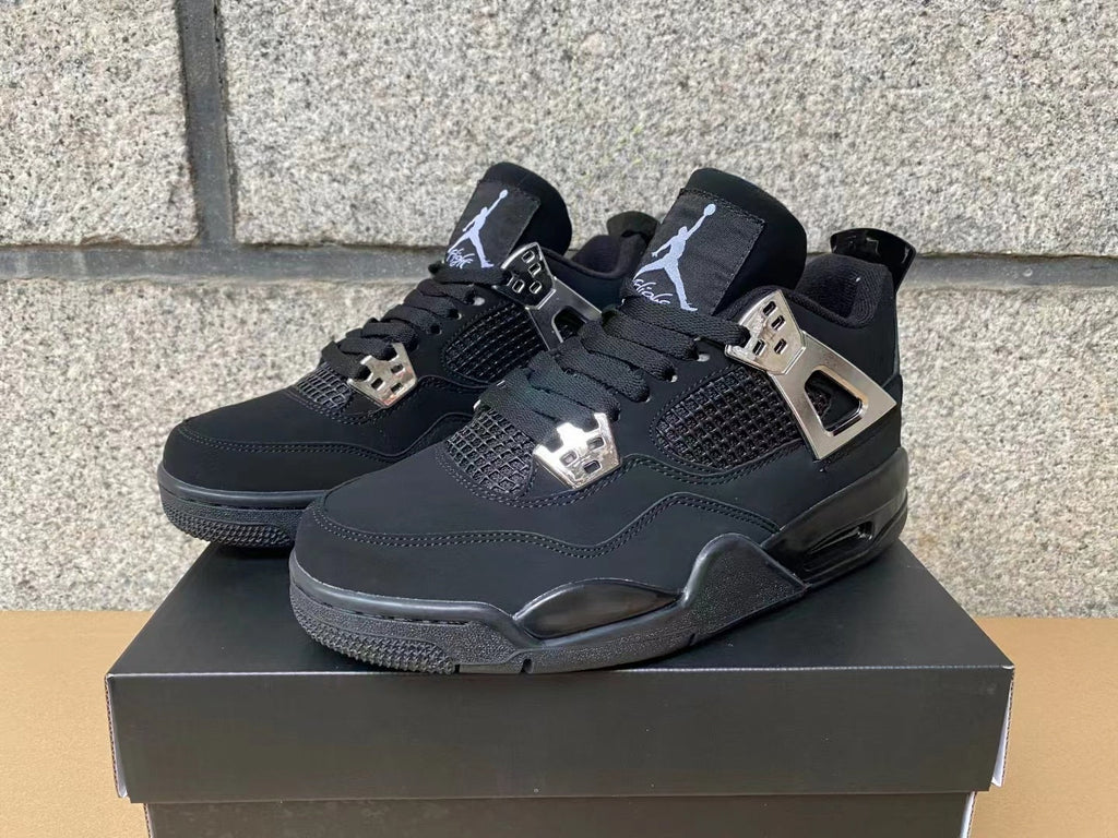 Air Jordan 4 "Black Cat" Sneakers - Chrome Silver